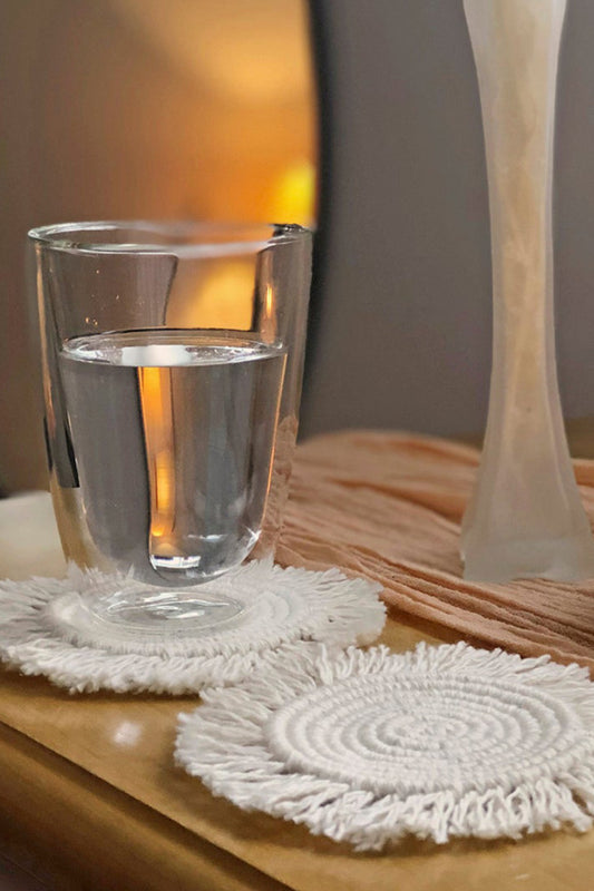 2-Piece Macrame Round Cup Mat