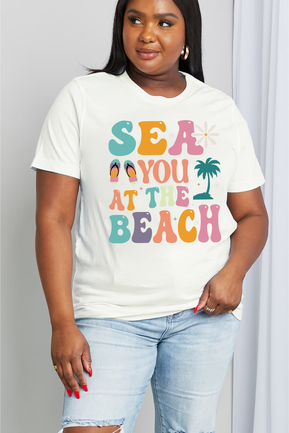 Simply Love Full Size SEA YOU  AT THE  BEACH Graphic Cotton Tee