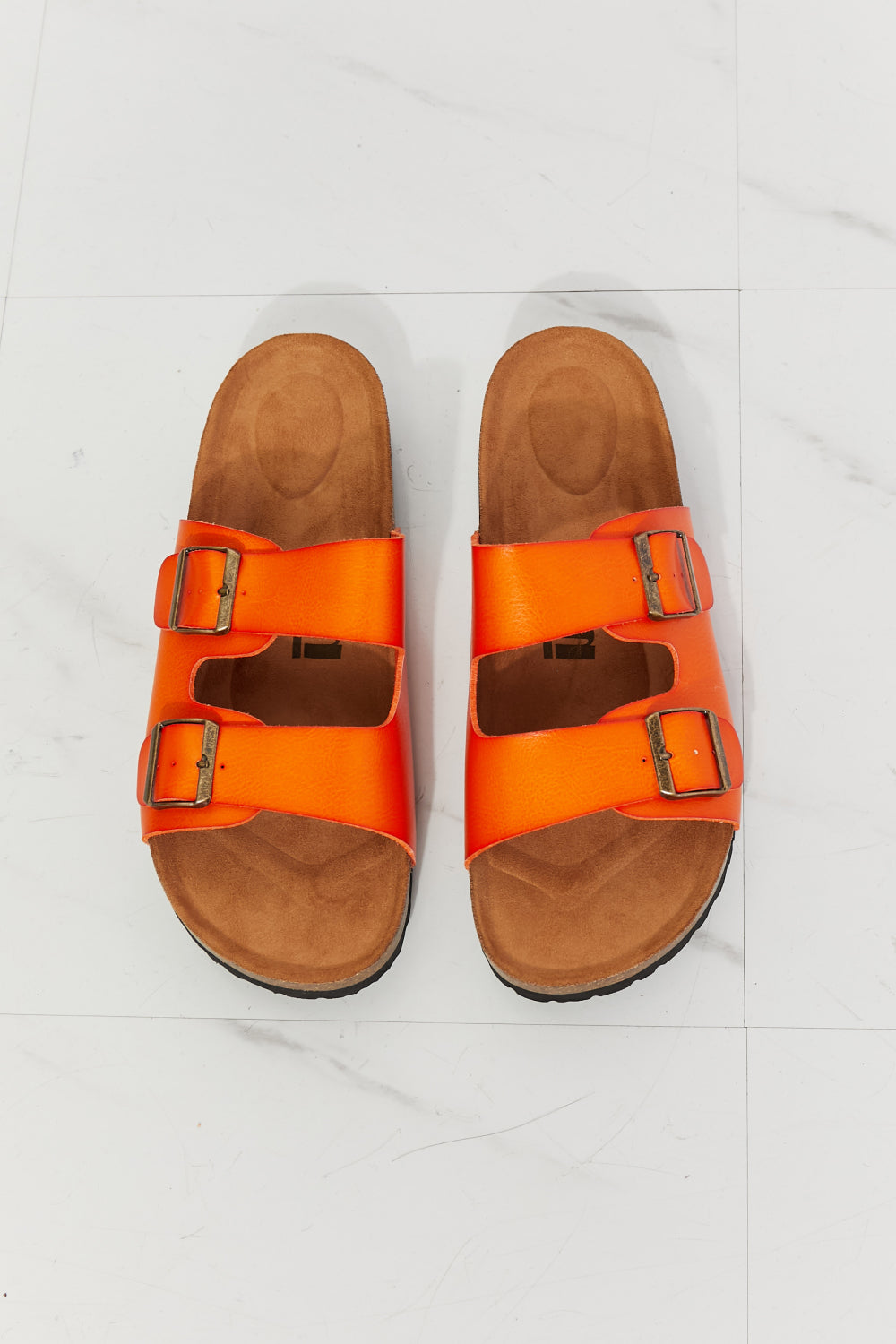 MMShoes Feeling Alive Double Banded Slide Sandals in Orange