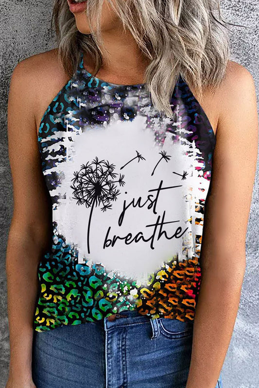 JUST BREATHE Graphic Leopard Tank