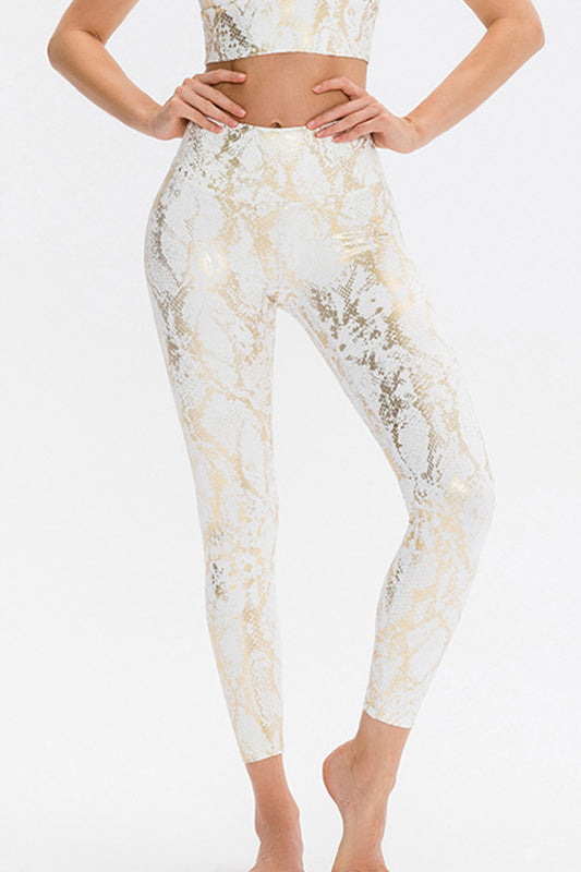 Snakeskin Elastic Waistband Yoga Leggings