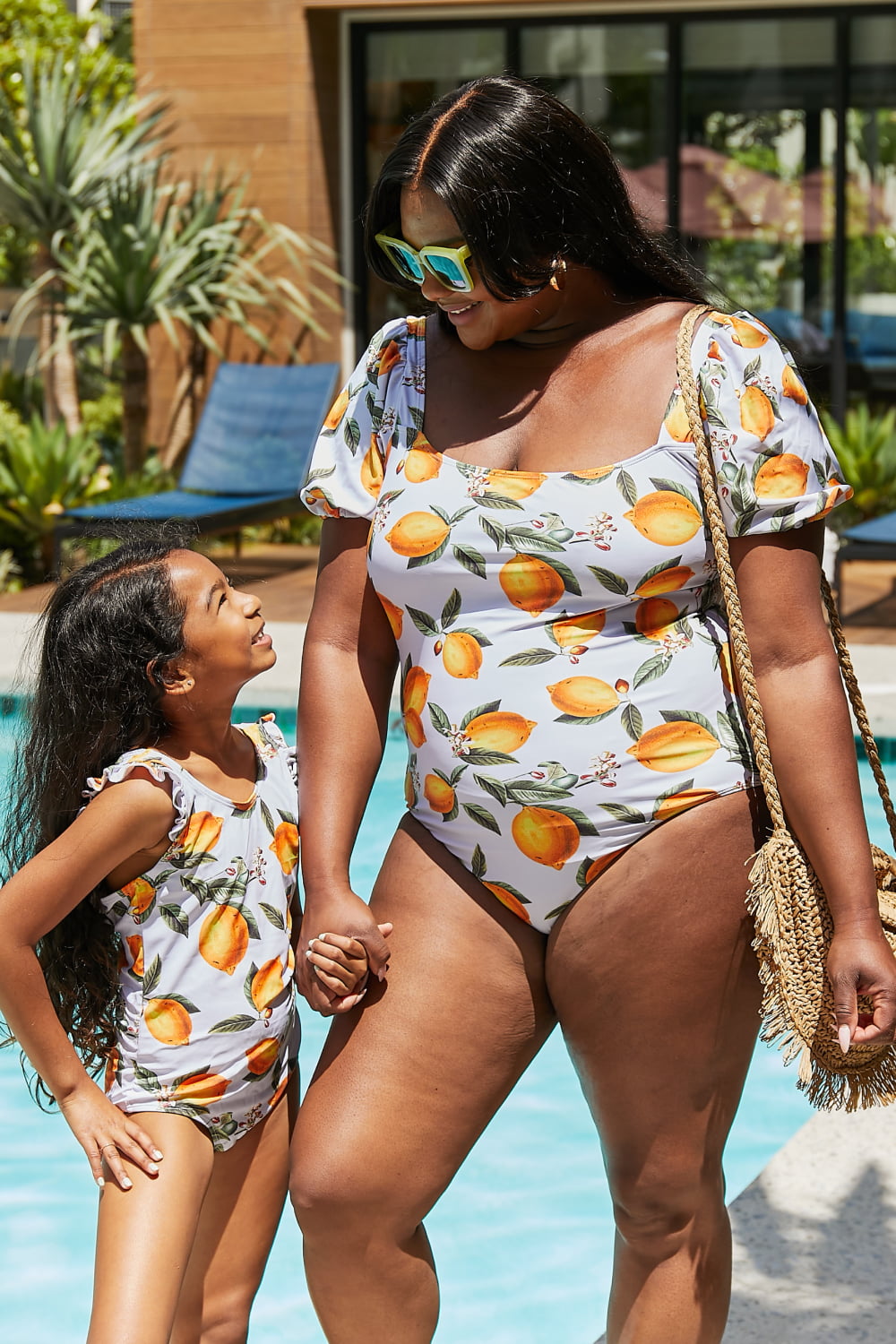 Marina West Swim Float On Ruffled One-Piece in Citrus Orange