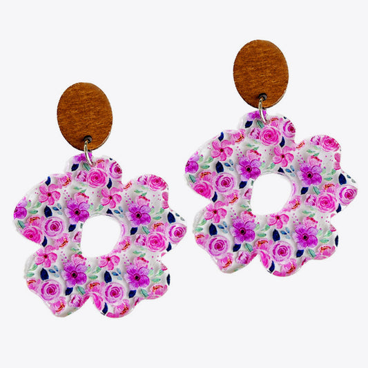 Flower Shape Acrylic Dangle Earrings