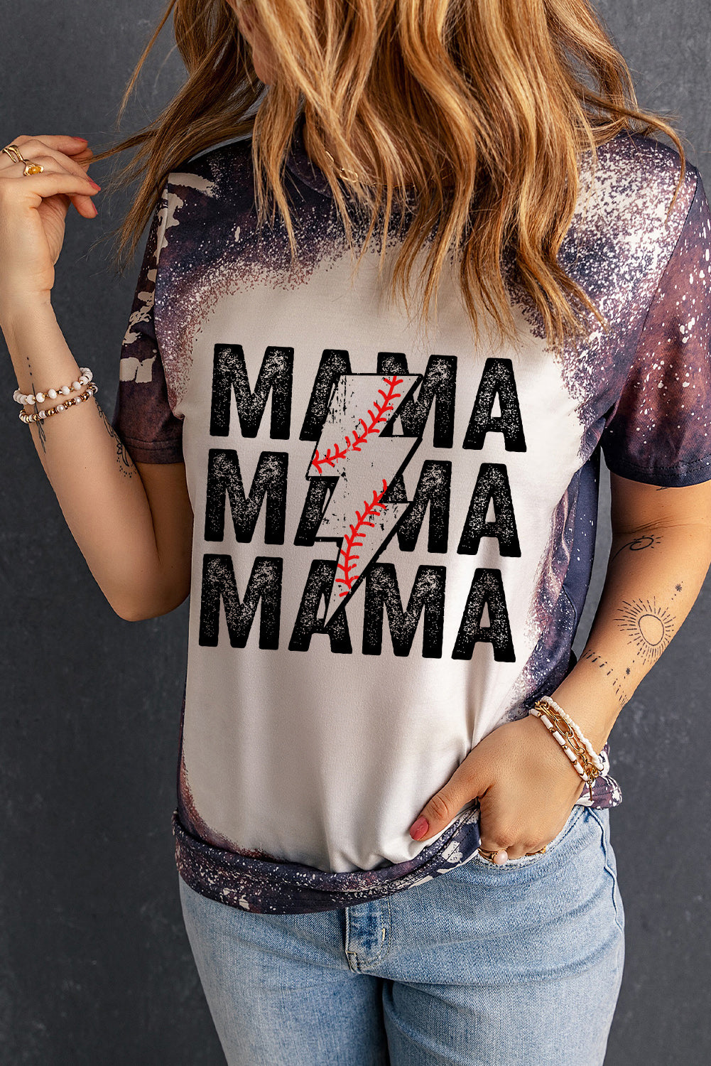 Printed MAMA Graphic Round Neck Tee