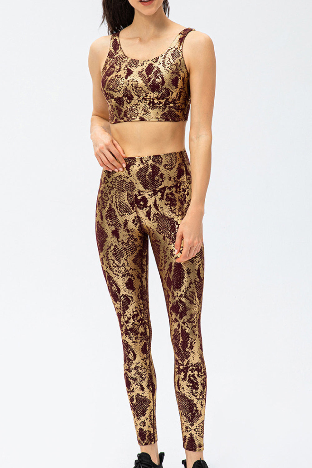 Snakeskin Elastic Waistband Yoga Leggings