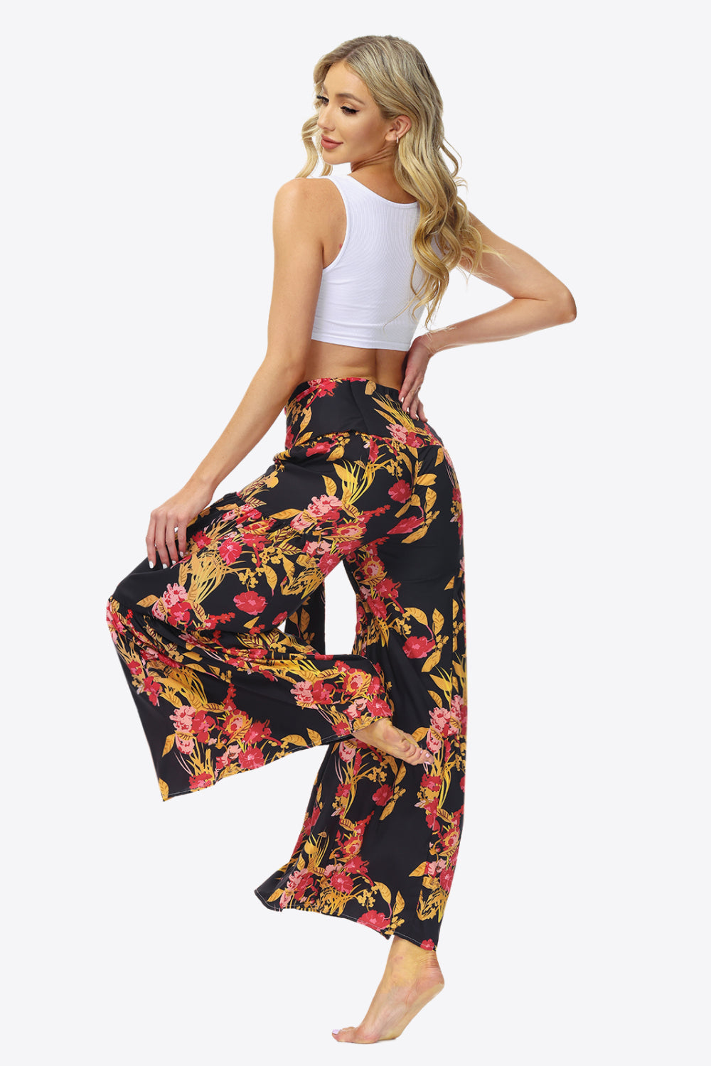 Floral Tie-Waist Tiered Culottes