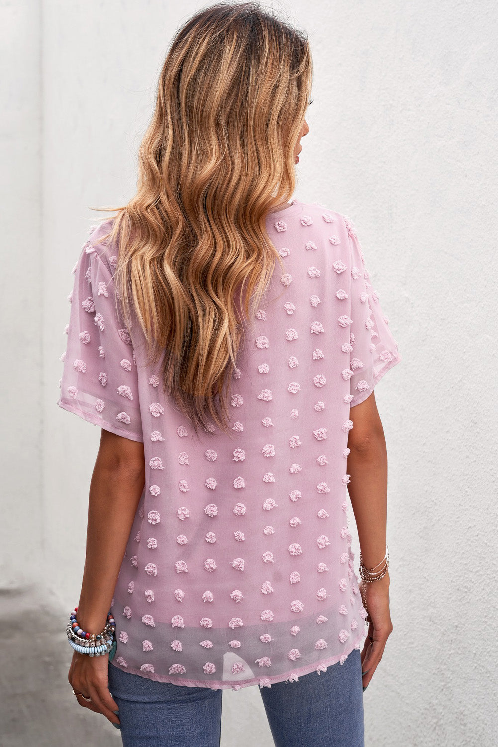 Swiss Dot Round Neck Blouse